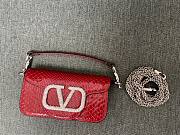 Valentino Locò Red Shoulder Bag Silver-tone Logo - 4