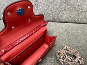 Valentino Locò Red Shoulder Bag Silver-tone Logo - 3