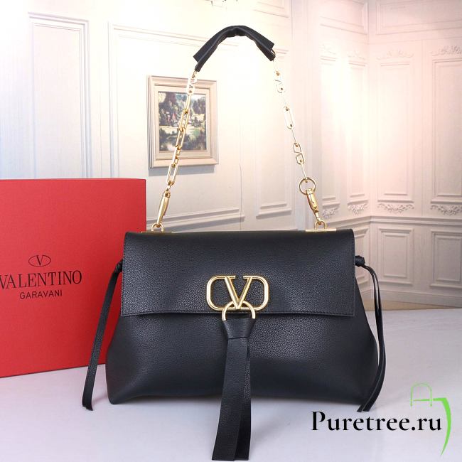 VALENTINO Garavani Vring Leather Handbag In Black - 1