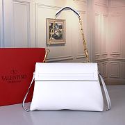 VALENTINO Garavani Vring Leather Handbag In White - 4