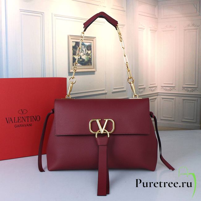 VALENTINO Garavani Vring Leather Handbag In Red - 1