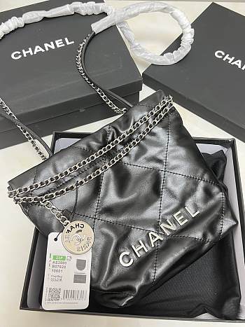 CHANEL|22 Hand Bag In Black Silver Hardware Size 20x18x6 cm