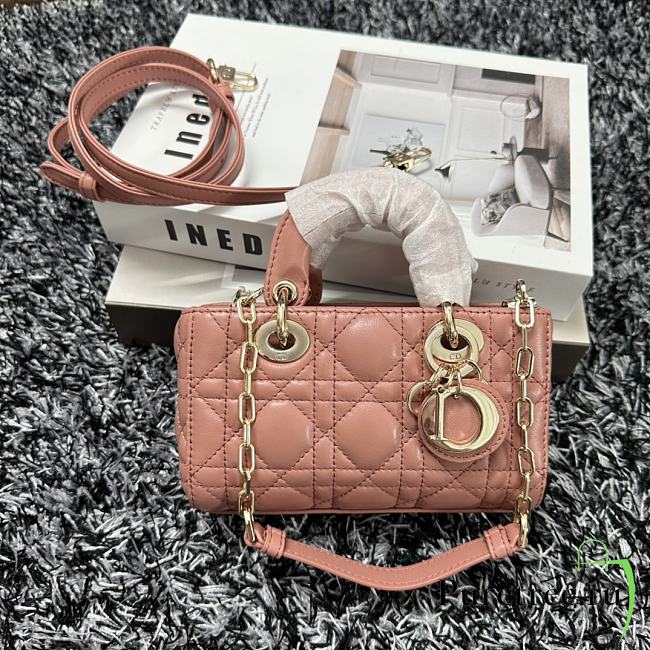 Dior Lady D-Joy Mini Bag Pink Lambskin size 16x9x5 cm - 1