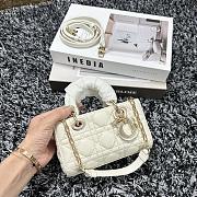 Dior Lady D-Joy Mini Bag White Lambskin size 16x9x5 cm - 4