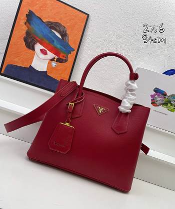 PRADA | Galleria Saffiano Red Leather Large Bag Size 34x26x16 cm