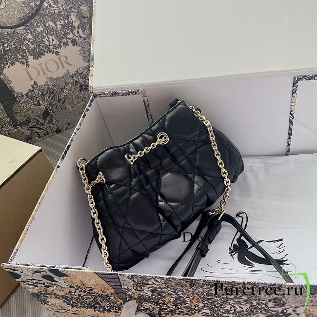 Dior Small Ammi Bag Black Supple Macrocannage Lambskin Size 28x16x22 cm - 1