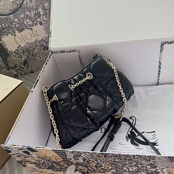 Dior Small Ammi Bag Black Supple Macrocannage Lambskin Size 28x16x22 cm