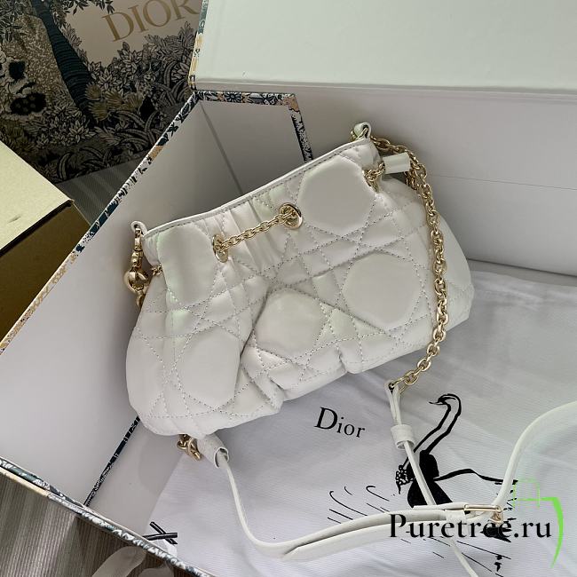 Dior Small Ammi Bag White Supple Macrocannage Lambskin Size 28x16x22 cm - 1