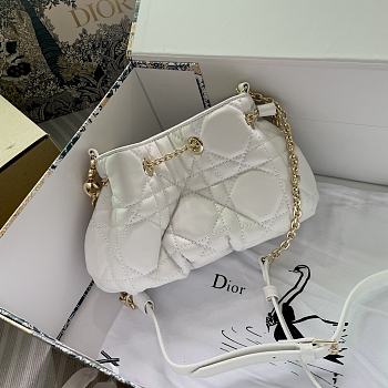 Dior Small Ammi Bag White Supple Macrocannage Lambskin Size 28x16x22 cm