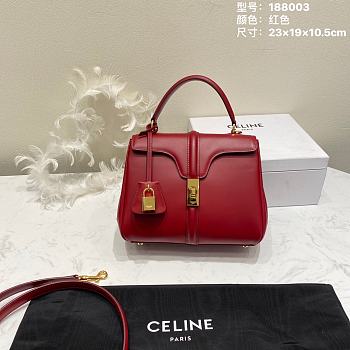 Celine Small 16 Bag Red Calfskin size 23 x 19 x 10.5 cm