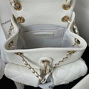 CHANEL | Small Backpack Grain Effect Calf Leather & Gold Plated Metal White Size 17.5x16.5x10 cm - 4