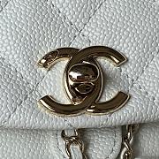 CHANEL | Small Backpack Grain Effect Calf Leather & Gold Plated Metal White Size 17.5x16.5x10 cm - 3