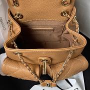 CHANEL | Small Backpack Grain Effect Calf Leather & Gold Plated Metal Brown Size 17.5x16.5x10 cm - 3