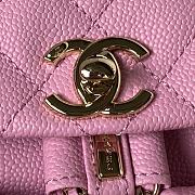 CHANEL | Small Backpack Grain Effect Calf Leather & Gold Plated Metal Pink Size 17.5x16.5x10 cm - 2