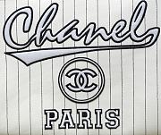 CHANEL | 23P Deauville White Ecru Black Stripe Large Shopping 30cm Handle Tote Bag - 5