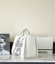CHANEL | 23P Deauville White Ecru Black Stripe Large Shopping 30cm Handle Tote Bag - 4
