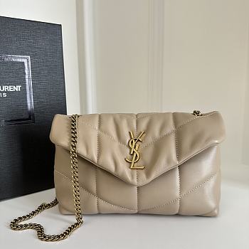 YSL | Loulou Puffer Toy Bag In Quilted Lambskin Beige Size 23x15.5x8.5
