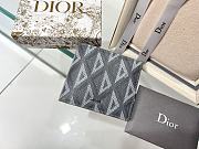DIOR | Gray CD Diamond Canvas Compact Vertical Wallet - 3