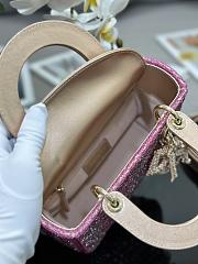 DIOR | MINI LADY BAG Metallic Calfskin and Satin with Rose Des Vents Resin Pearl Embroideryc - 2