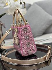 DIOR | MINI LADY BAG Metallic Calfskin and Satin with Rose Des Vents Resin Pearl Embroideryc - 6