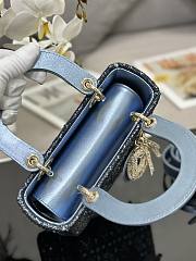 MINI LADY DIOR BAG Metallic Calfskin and Satin with Celestial Blue Bead Embroidery - 2