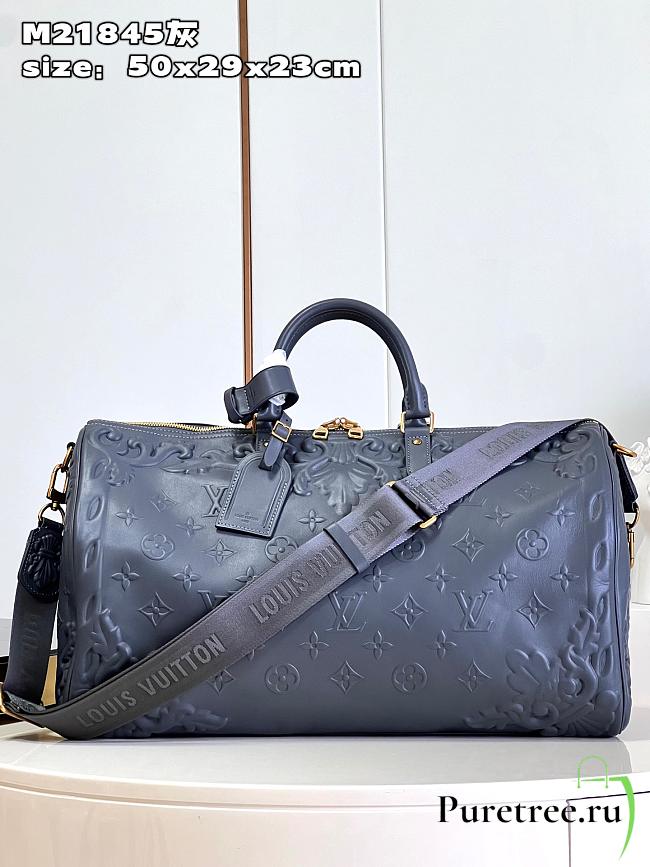 LV Keepall Bandoulière 50 Optic Blue M21845 size 50x29x23 cm - 1