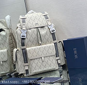 DIOR | Hit The Road Backpack White Gray CD Diamond Canvas - 43x51x20 cm - 3