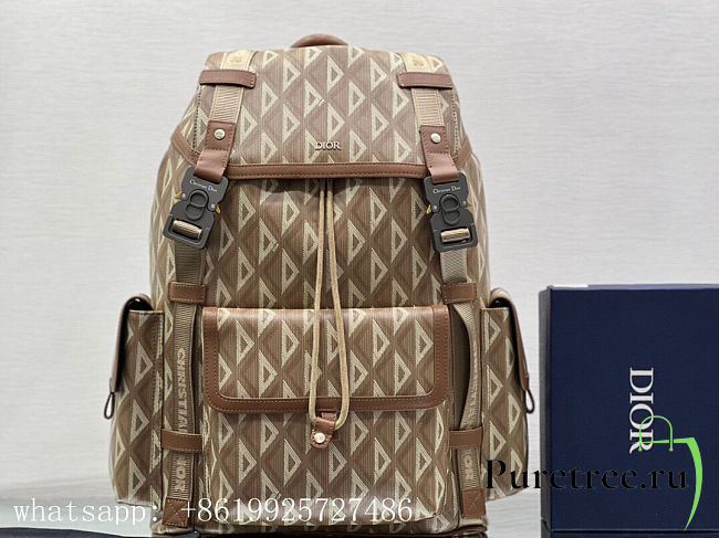 DIOR | Hit The Road Backpack Brown CD Diamond Canvas - 43 x 51 x 20cm - 1