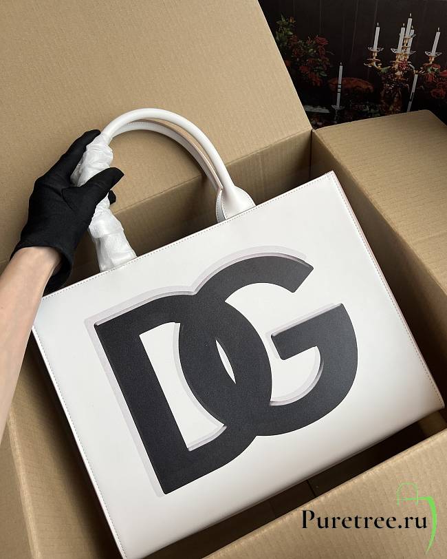 Dolce & Gabbana Daily Shopper DG Logo Print White Size 37x28x11.5 cm - 1