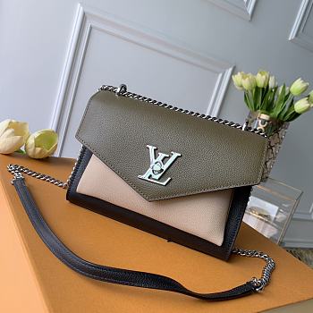 Louis Vuitton Mylockme Chain Light Khaki Green Silver Size 22.5 x 17.0 x 5.5