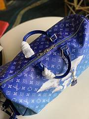 LV Louis Vuitton Keepall 50 Bandoulière Blue  - 6