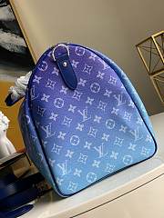 LV Louis Vuitton Keepall 50 Bandoulière Blue  - 4