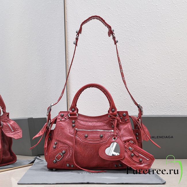 BALENCIAGA Motocross Giant Covered Brogues City Bag In Red - 1