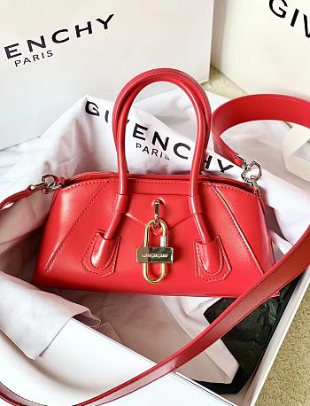 Givenchy Mini Antigona Stretch bag in Box leather Red
