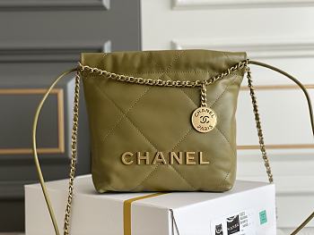 CHANEL|22 Hand Bag In Green Gold Hardware Size 19x20x6 cm