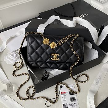 Chanel 22A Vintage Mini Flap Bag With Chamr In Black