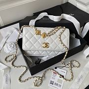 Chanel 22A Vintage Mini Flap Bag With Chamr In White - 1