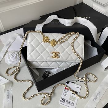 Chanel 22A Vintage Mini Flap Bag With Chamr In White