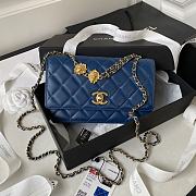 Chanel 22A Vintage Mini Flap Bag With Chamr In Blue - 1