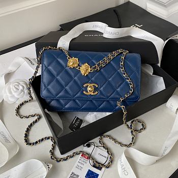 Chanel 22A Vintage Mini Flap Bag With Chamr In Blue