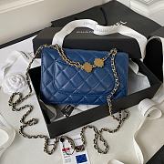 Chanel 22A Vintage Mini Flap Bag With Chamr In Blue - 2