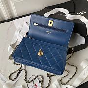 Chanel 22A Vintage Mini Flap Bag With Chamr In Blue - 3