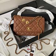 Chanel 22A Vintage Mini Flap Bag With Chamr In Brown - 1