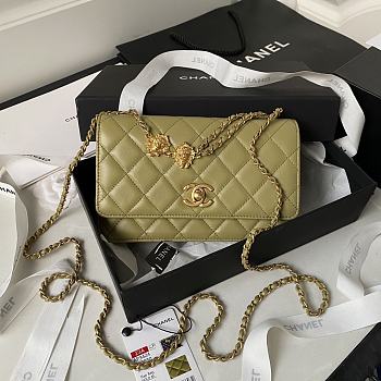 Chanel 22A Vintage Mini Flap Bag With Chamr In Green
