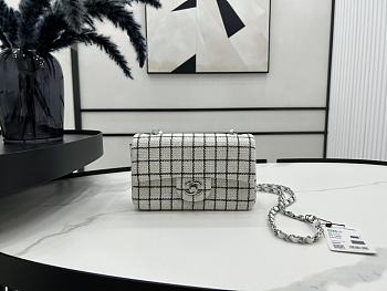 CHANEL | Vintage Classic Double Flap Bag In White/Black Size 20 cm