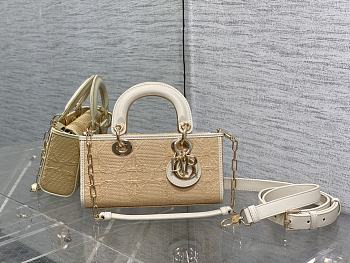Dior Cannage Raffia and Leather Lady D-Joy Bag Beige/White