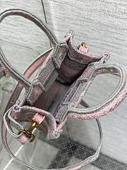 MINI DIORIVIERA DIOR BOOK TOTE PHONE BAG Gray and Pink Toile de Jouy Reverse Embroidery - 2