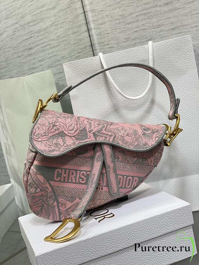 DIOR | Saddle Gray and Pink Toile Size 25 cm - 1