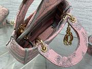 DIOR | Medium Lady D-Lite Bag Gray and Pink Toile Size 24 cm - 5