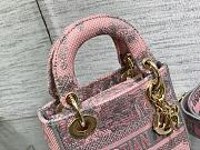DIOR | Medium Lady D-Lite Bag Gray and Pink Toile Size 24 cm - 4